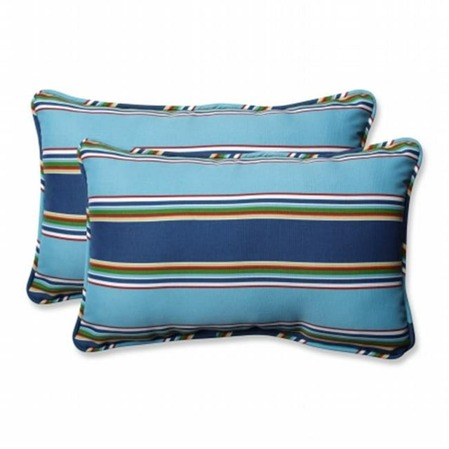 Pillow Perfect 601465 Outdoor & Indoor Bonfire Regata Rectangular Throw Pillow, Set of 2 - Blue