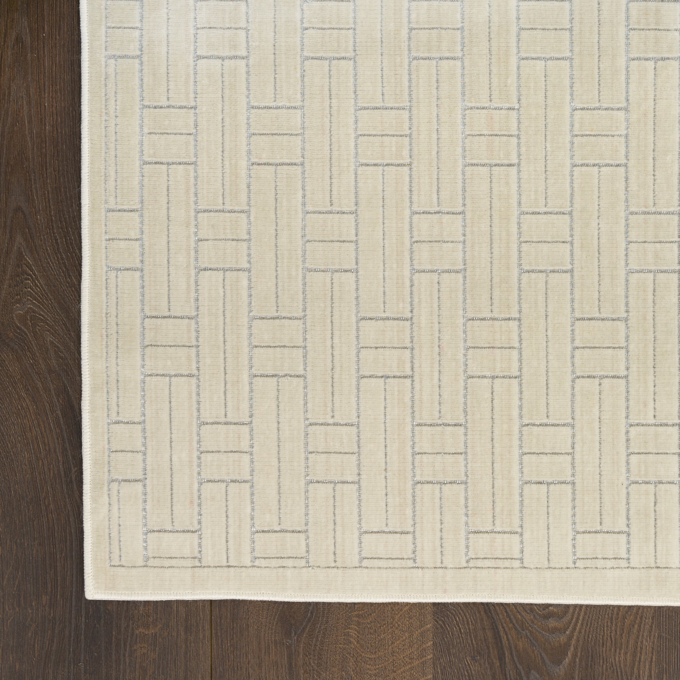 Nourison Washable Charm 2' x 6' Ivory Modern Indoor Rug