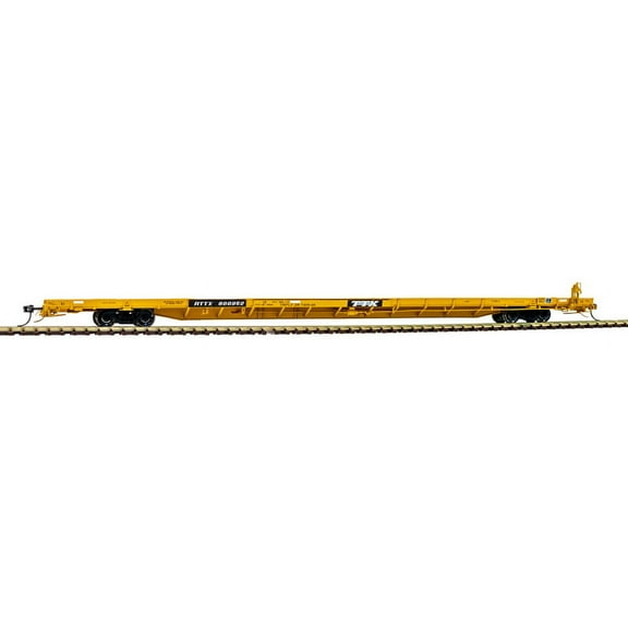 Atlas HO Scale ACF 89' F89-J Flatcar/Triple Hitches TTX/RTTX (Yellow) #601024