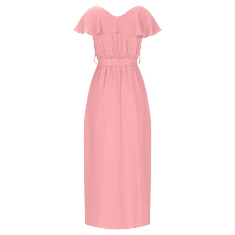 Elegant Solid Patchwork Flounce Off the Shoulder Wrapped Skirt Dresses Elegant Solid Patchwork Flounce Off the Shoulder Wrapped Skirt Dresses
