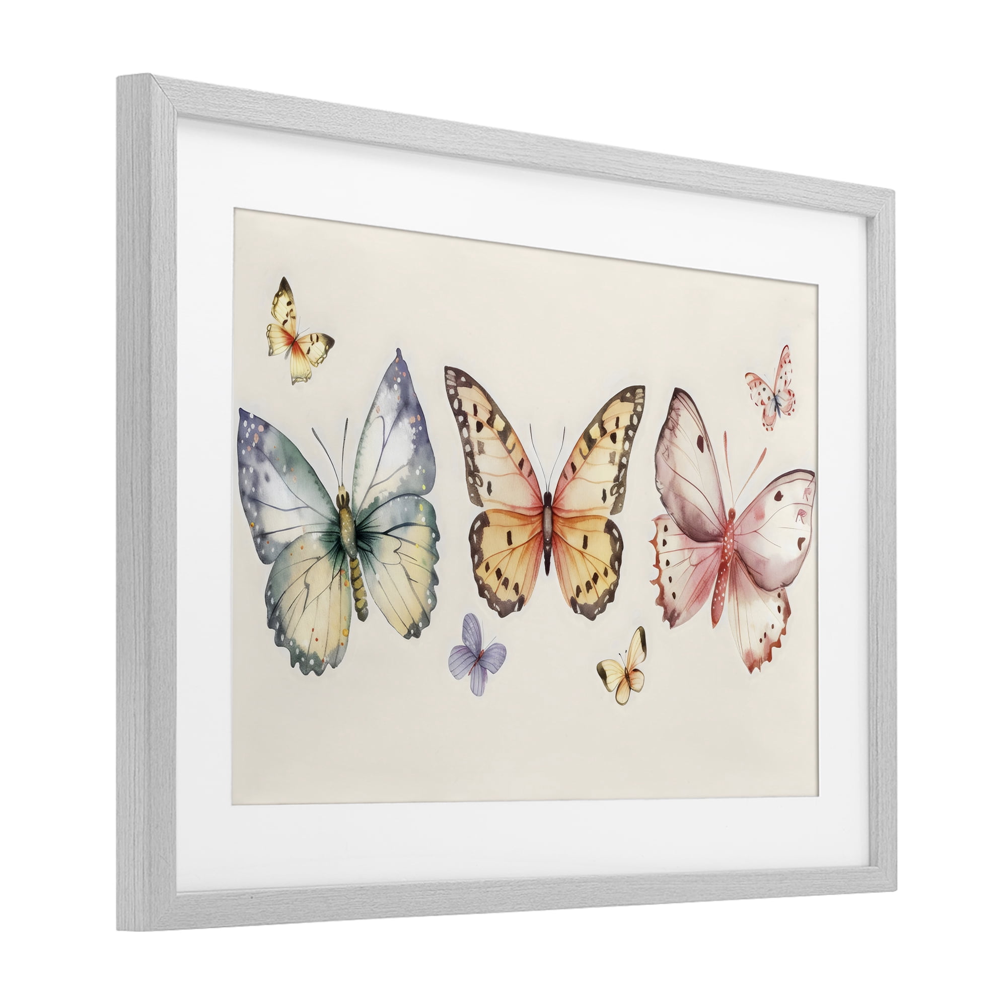 Stupell Industries Graceful Butterfly Trio Gray Framed Print Under Glass, design by Creative Studio