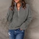 thumbnail image 3 of Suéter de las mujeres Suéter Zip Up Cuello Alto Gota Hombro Mangas de Color Puro Señora Suéter de Punto para el Otoño Invierno, 3 of 6