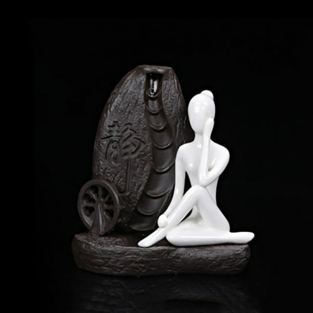 Ceramic Waterfall Backflow Smoke Incense Burner Censer Holder Decor White Yoga Walmart Com Walmart Com