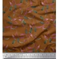thumbnail image 1 of Soimoi Brown Poly Georgette Fabric Leaves Watercolor Printed Fabric 1 Yard 52 Inch Wide, 1 of 3