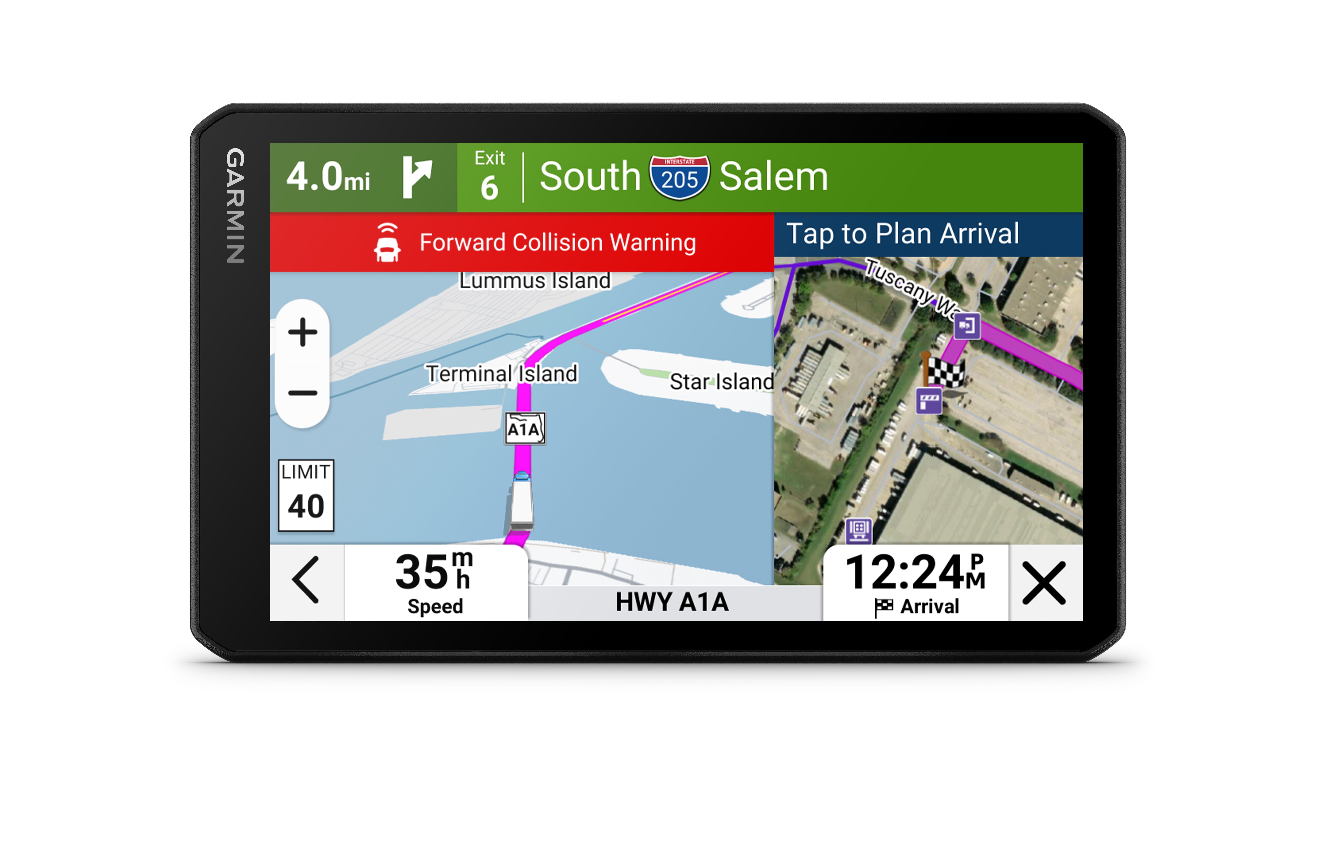 Garmin dēzlCam™ OTR725 High-Res 7” GPS Truck Navigator with Built-In 1080P HD Dash Cam, Automatic Incident Recording, Custom Truck Routing, Satellite Imagery, Community-Shared Loading Docks