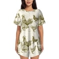 thumbnail image 1 of Balery Chickens Conjunto de Pijama para Mujer con Estampado, Dos Piezas de Manga Corta y Shorts, Ropa de Dormir Suave con Cuello Redondo y Bolsillos-3X-Large, 1 of 6