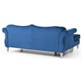 thumbnail image 4 of Passion Furniture Hollywood 81 in. Navy Blue Velvet Chesterfield Sectional Sofa with 2-Throw Pillow, 4 of 5