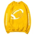 thumbnail image 6 of GILIGEGE Football Sweatshirts for Women,Sleeve Stitch Detail Double-Sided Rugby Print Long Sleeve Top,Vintage Distressed Design Warm Autumn Loose Fit Sports Fan Daily Wear Pullover Yellow L, 6 of 7