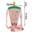 thumbnail image 2 of Cute Watermelon Straw Water Bottle Ice Cream Cup With Shoulder Strap, 2 of 6