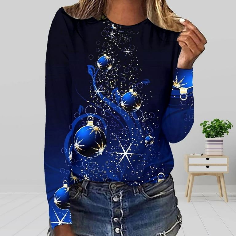Womens Tops Overnight Delivery Items Prime 3/4 Sleeve Christmas