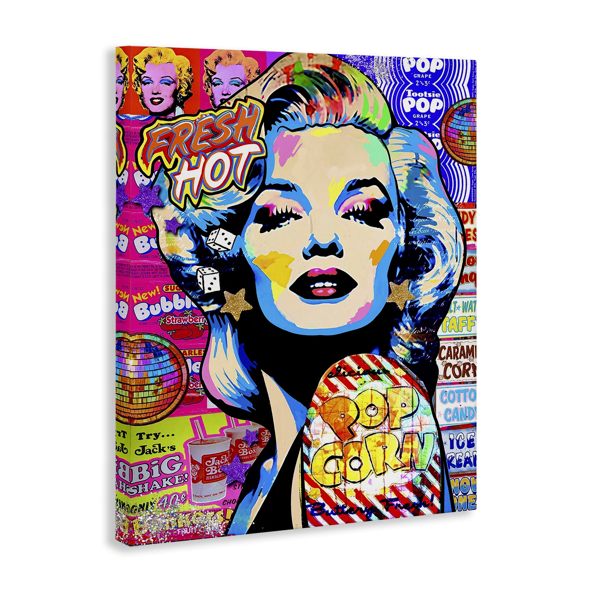 Stupell Industries Groovy Pop Style Marilyn Abstract Painting Wrapped Canvas Art Print Wall Art, 36 x 48