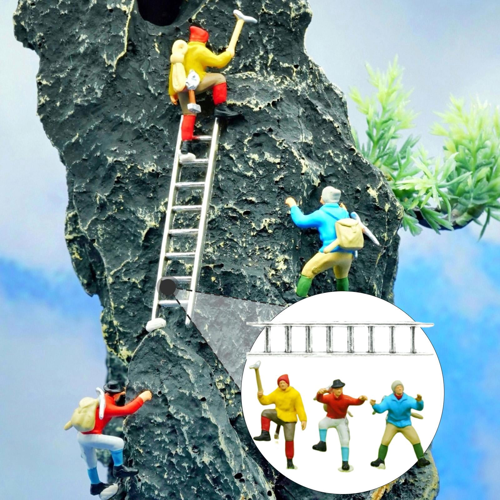 LeeQinersw 3 Pieces 1/64 Miniature Figures Mountain Climbing Ornaments for Collectibles
