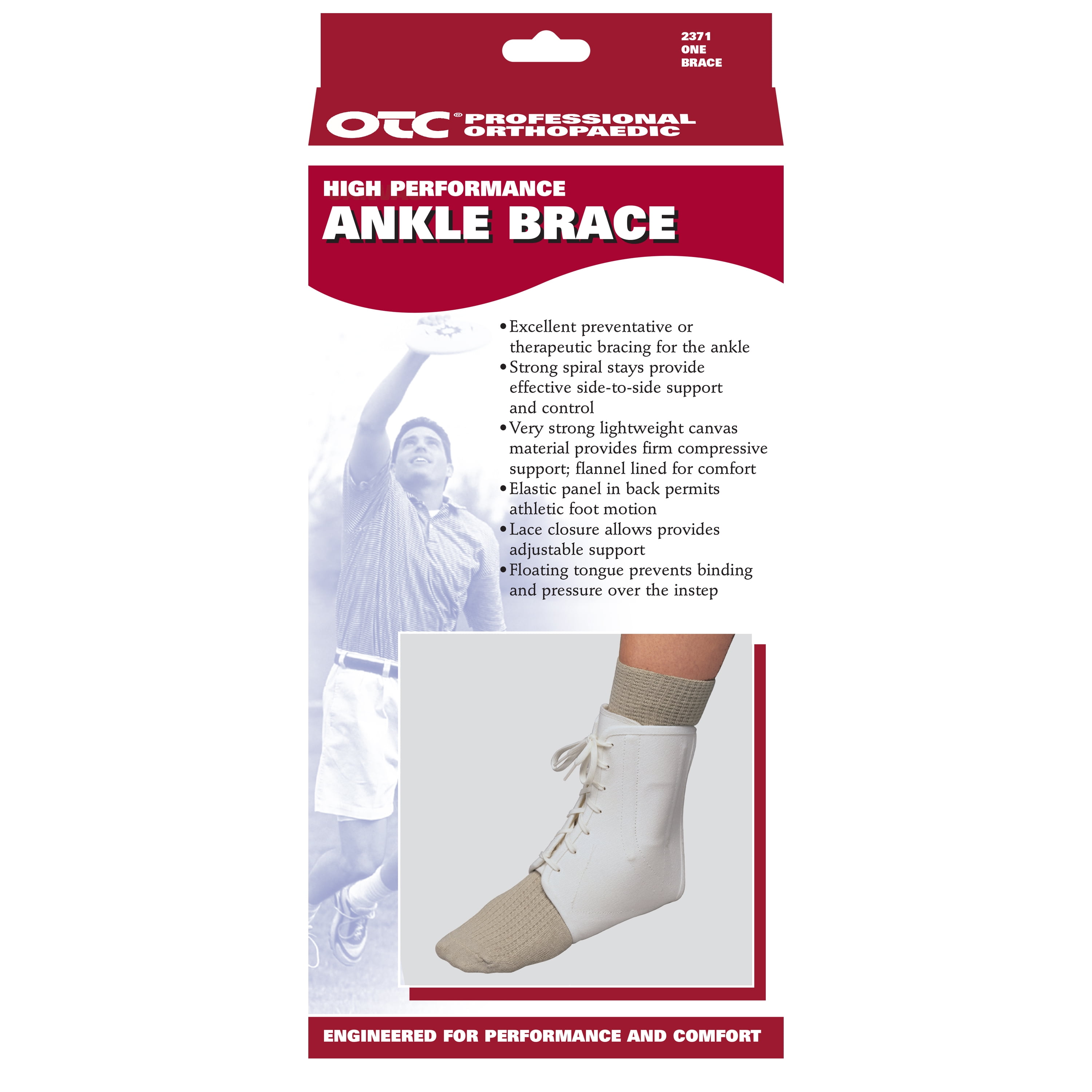 OTC High Performance Ankle Brace, White, X-Large 