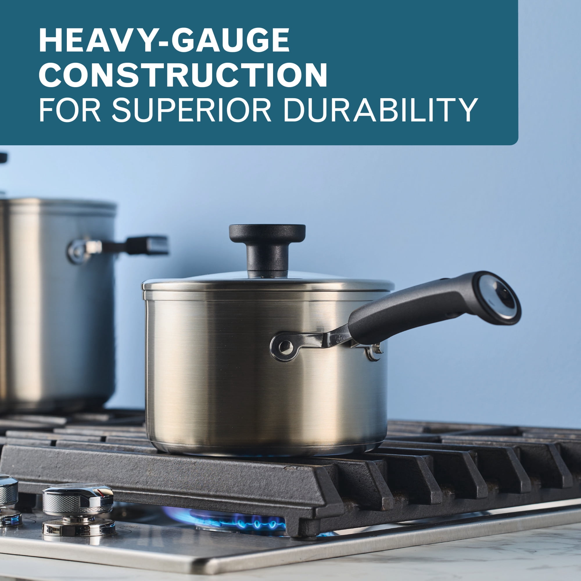 Farberware TrueCook Stainless Steel Induction Saucepan with Lid, 2-Quart, Silver