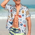 thumbnail image 7 of Gukieu Watercolor Nautical Print Men's Short-sleeved Shirts, Button-down Lapel Hawaiian Shirts, T-shirts, Beach Vacation Summer Casual Wear,3X-Large, 7 of 7