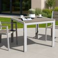 thumbnail image 1 of CorLiving Gallant Square Aluminum and Poly-Wood Outdoor Dining Table with Umbrella Hole, Silver Grey/Taupe, 1 of 9