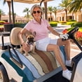 thumbnail image 3 of Golf Cart Seat Covers for 2 Seater,Blue Brown Microfiber Cart Seat Towel Blanket,Farmhouse Wood Grain Vintage Vertical Striped Absorbent NonSlip Bench Seats Protector for Golf Course 51"x31", 3 of 9
