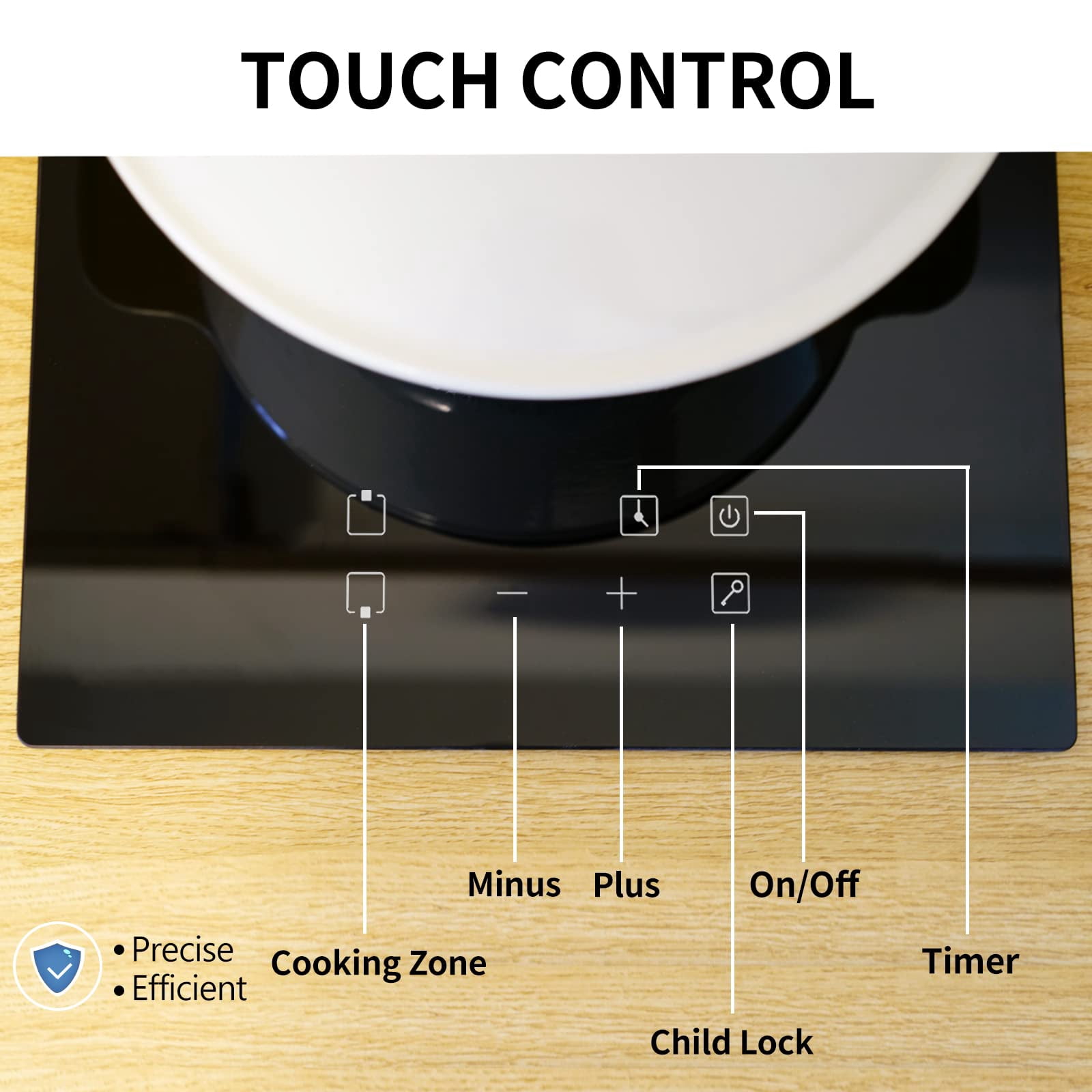 12 inch Electric Cooktop, 2 Burner Electric Stove, 220V, 3000W (No Plug)
