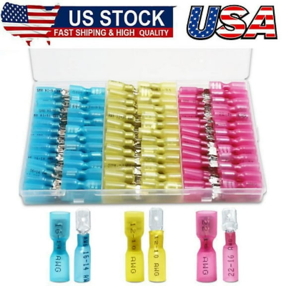 150 PCS Spade Connectors, Heat Shrink Spade Terminals 22-10 AWG, Wire Connectors