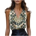 thumbnail image 2 of QUNYINEY Vintage Women Tank Tops Dressy Work Satin Tops Evening V Neck Sleeveless Slim Fit Women Shirts, 2 of 5