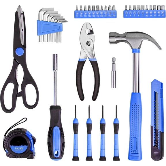 39 Piece Tool Set General Household Hand Kit with Plastic Toolbox Storage Case Orange