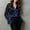 Navy, variant on WRFWUL Womens Satin Long Bell Sleeve Shirts Ruffle Collar Button Down Blouse Elegant Silky Office Work Trendy Solid Top