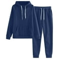 thumbnail image 1 of Sonducket El chándal con capucha de los deportes del poliéster para las mujeres cómodas y elegantes suda las sudaderas con capucha del conjuntos de ropa azul oscuro+XXXL, 1 of 6