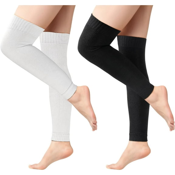 YooGuoGuo 2 Pairs Warm Leg Warmers, Women's Winter Over Knee High Footless Socks Knit Warm Long Leg Warmers