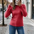 thumbnail image 4 of cocolona Womens Mock Neck Thin Sweater Solid Color Flare Sleeve Trendy Slim Basic Layer Sweater Ribbed Knit Fall Tops, 4 of 7