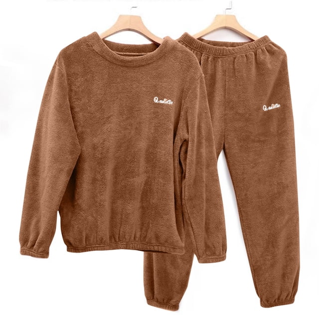 Ceisia Men's Solid Color Thick Coral Fleece Pajama Set for Winter Warmth & Loungewear Khaki XXL Gifts