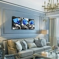 thumbnail image 2 of bedroom Wall Art for living room bathroom Wall Decor for kitchen family pictures artwork Black and white Blue rose flowers Canvas paintings 16" x 24" 3 Pieces Modern office Home decorations, 2 of 5