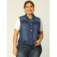 thumbnail image 4 of MODA NOVA Juniors Plus Size Fashion Button Sleeveless Denim Vest Jacket, 4 of 7