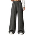 thumbnail image 2 of Women's Flowy Workout Pants Baeitkot Women's Solid High Waist Elastic Wide Leg Sweatpants Casual Loose Flowy Workout Pants with Pocket Dark Gray XXXL, 2 of 8