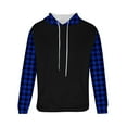 thumbnail image 5 of Lorytime Warm Hoodies for Men Plaid Fleece Streetwear Sweatshirt Long Sleeve Drawstring Pullover with Pocket Tops Blue, 5 of 5