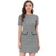 thumbnail image 1 of INSPIRE CHIC Vestido de tubo de oficina de negocios con patrón de manga corta y cuello redondo de pata de gallo vintage para mujer Negro XL, 1 of 4