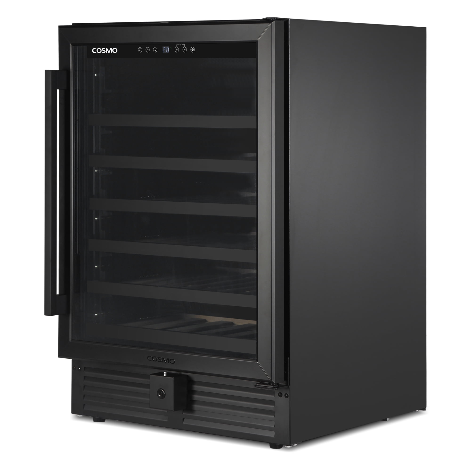 Cosmo Lumin Collection 24 in. 52-Bottle Single Zone Compressor Wine Cooler, LED Lighting, Matte Black