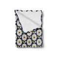 thumbnail image 2 of Floral Soft Flannel Fleece Throw Blanket, Scandinavian Style Eight-Petal Flower Vertical Alignment, Cozy Plush for Indoor and Outdoor Use, 50" x 70", Indigo Multicolor, by Ambesonne, 2 of 6