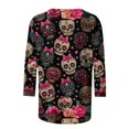 thumbnail image 4 of Craaazy Halloween Printed Womens 3/4 Sleeve Tops Plus Size Round Neck 3/4 Sleeve T-Shirt Fashion Prints Loose Featival Costume Party, 4 of 4