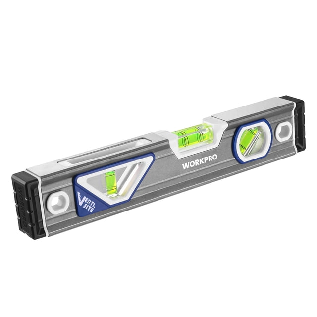 Torpedo Level WORKPRO de 25 cm con 3 burbujas de 45°/90°/180° plateado/blanco/azul