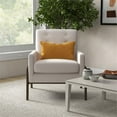 thumbnail image 2 of Fauteuil d'Appoint en Lin Crème Capitonné Style Mi-Siècle Moderne Steven, 2 of 7