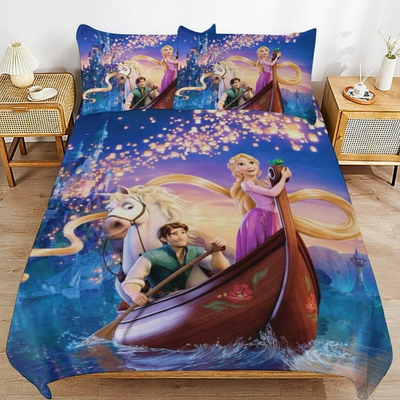 Tangled Duvet Cover Set Twin Size Super Soft Bedding Set (No Filler) 1PC Ra-punzel Comforter Cover and 2PCS Pillowcase for Bedroom Decor