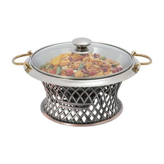 Dwellnix Elegant Chafing Dish with Bronze Finish, Stainless Steel & Aluminum Food Warmer with Fuel Holder, Ideal for Parties, Weddings & Catering