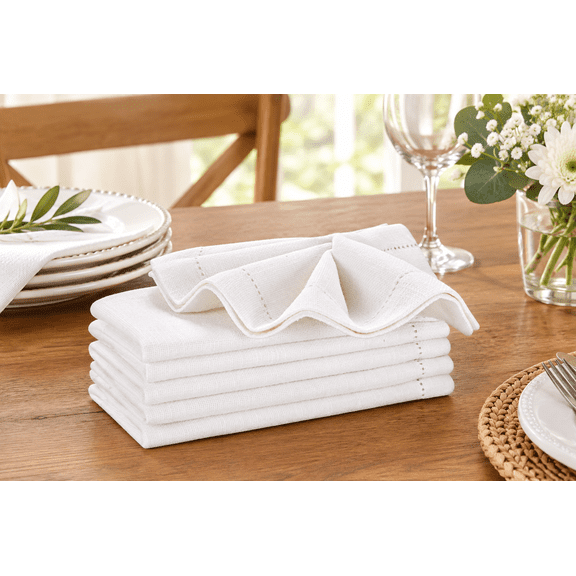 Bedding Craft White Khadi Cotton Cloth Dinner Napkins – Soft Durable Washable Fabric for Easter, Christmas, Weddings & Parties – Set of 6, 16"x16”