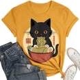 thumbnail image 4 of Womens Anime Cat Ramen Graphic T-Shirts Japanese Funny Graphic Short Sleeve Tees Kawaii Cat Anime Gifts Tops, 4 of 5