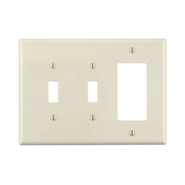 Leviton PJ226-T 3-Gang 2-Toggle 1-Decora/GFCI Combination Wallplate, Midway Size, Light Almond