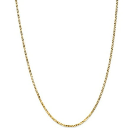 14k Yellow 20in Gold 2.2mm Flat Beveled Curb Necklace Chain