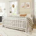 thumbnail image 3 of Allewie Queen Size Metal Platform Bed Frame with Victorian Vintage Headboard and Footboard, White, 3 of 10