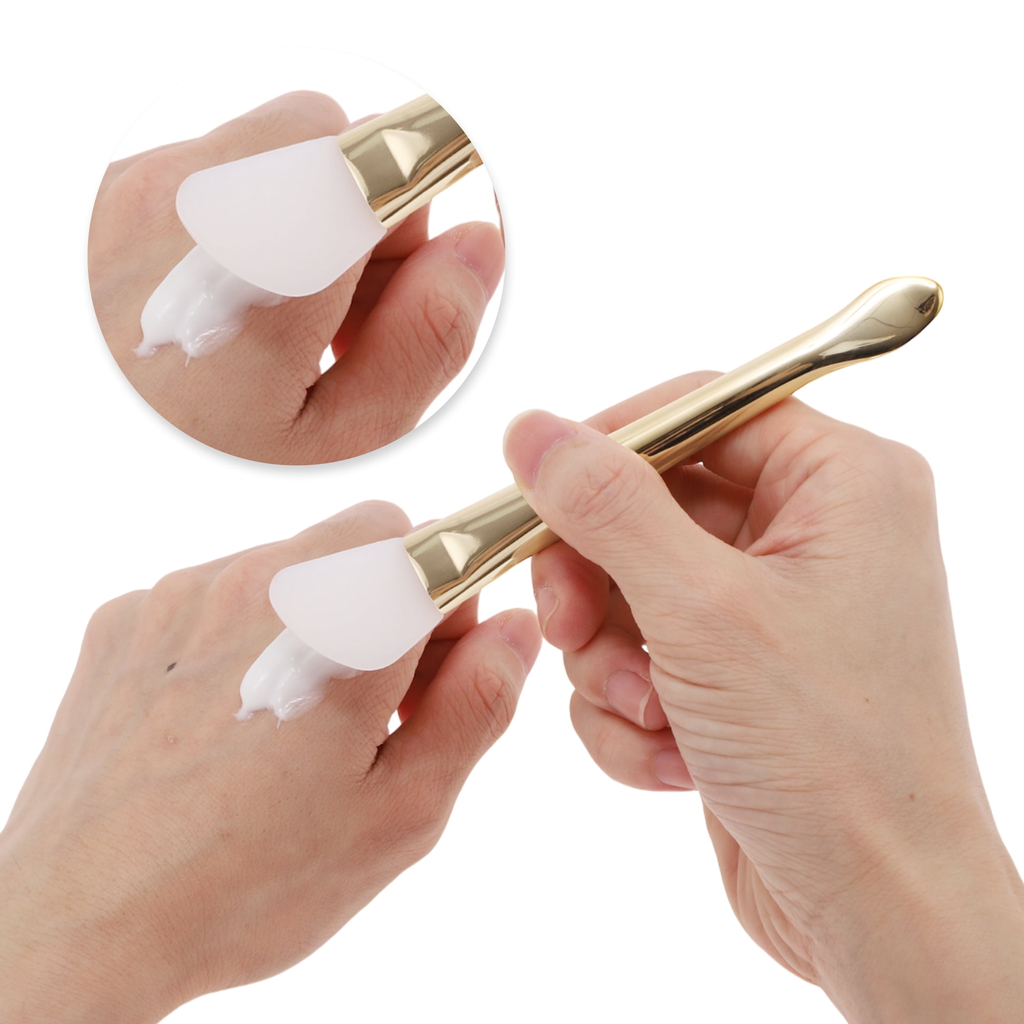 Unique Bargains Smooth Double Head Facial Mask Brush 5.71" Length 1 Pc Gold Tone