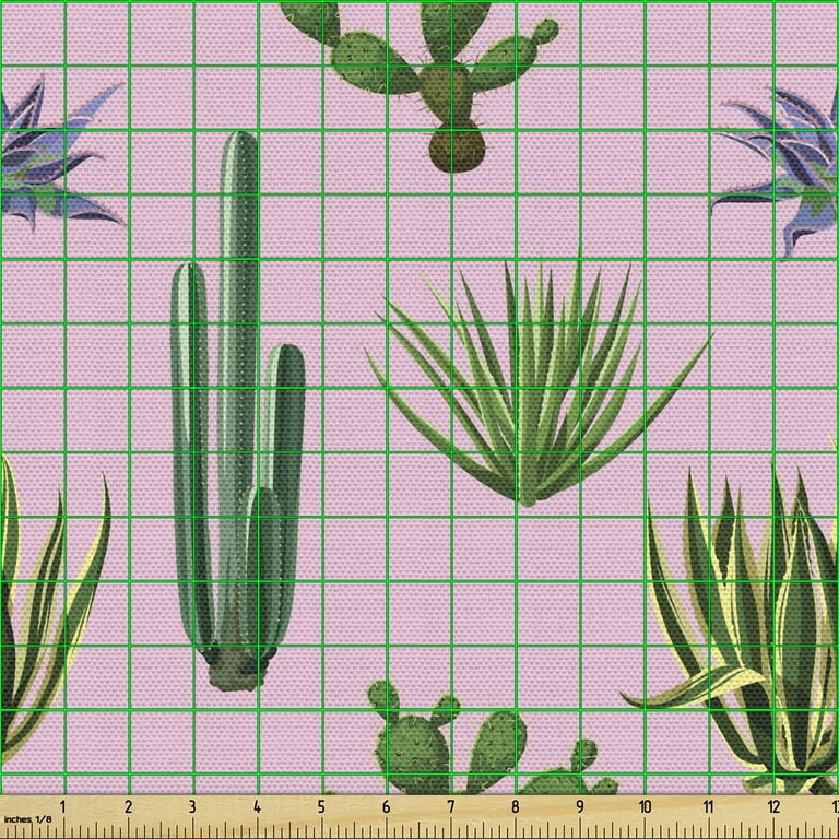 Cactus Fabric by the Yard, Modern Colorful Botanical Art of Desert Aloe Vera  Agave Spined Plants, Decorative Upholstery Fabric for Chairs & Home  Accents, Pale Pink Fern Green by Ambesonne - Walmart.com