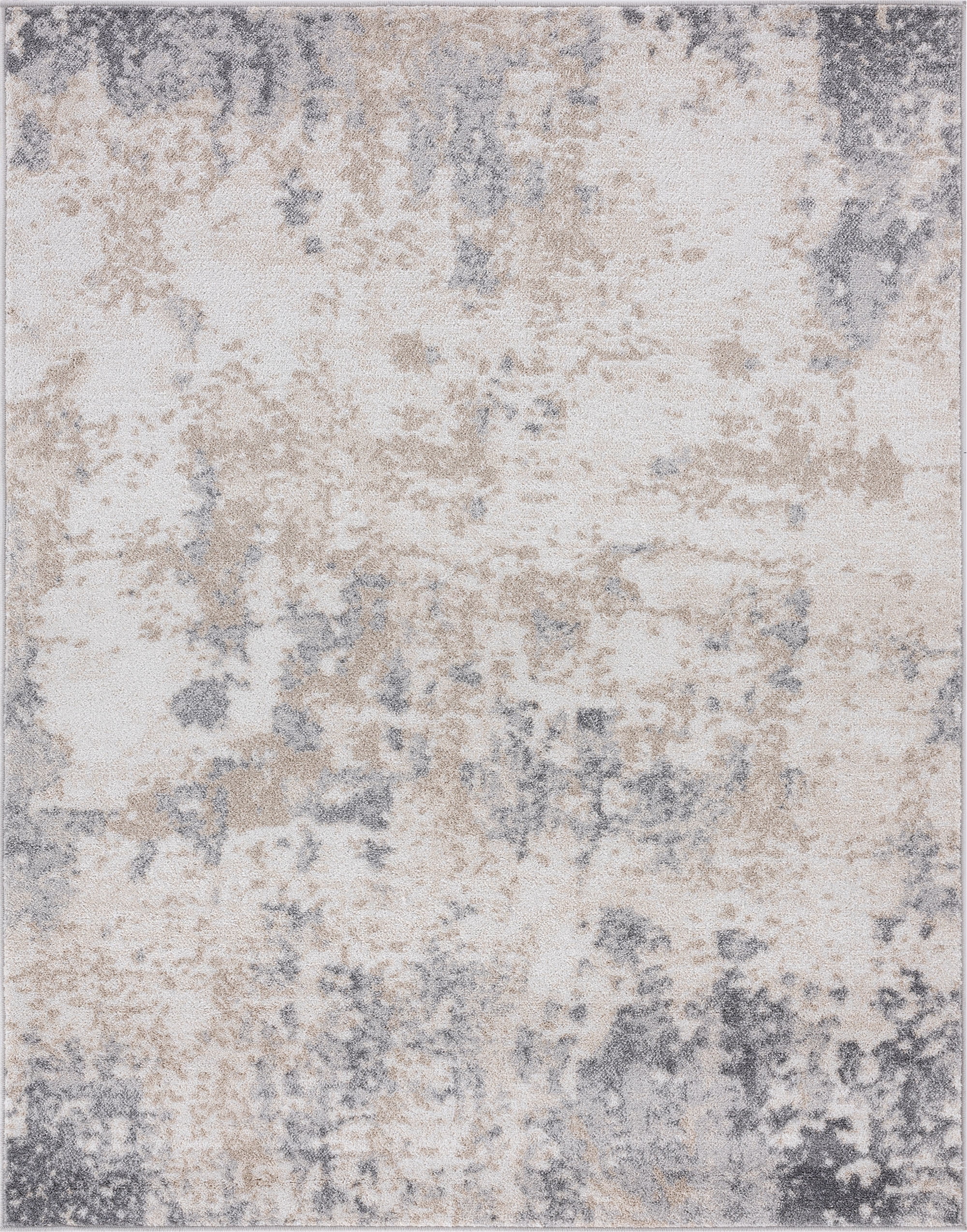 Diamond Contemporary 9' x 12' Gray and Cream Polypropylene Indoor Area Rug